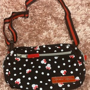 Disneyland Minnie Black and Red Polka Dot Crossbody Bag